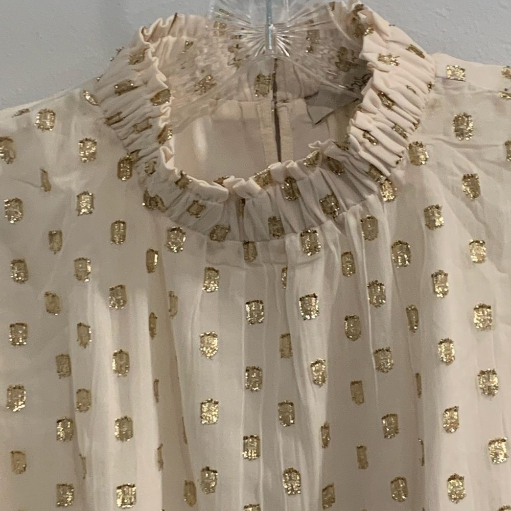 LOFT Cream Ruffled Bib Collar Blouse - Picture 2 of 10